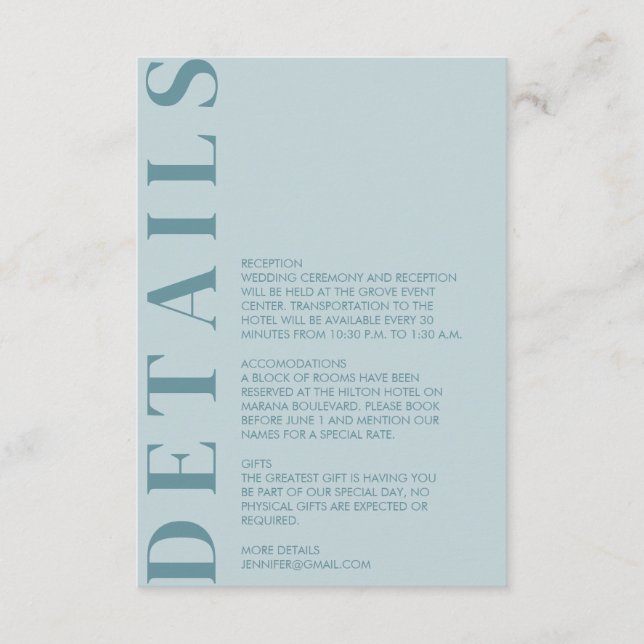 Convite para Detalhes de Casamento Mínimo (Frente)