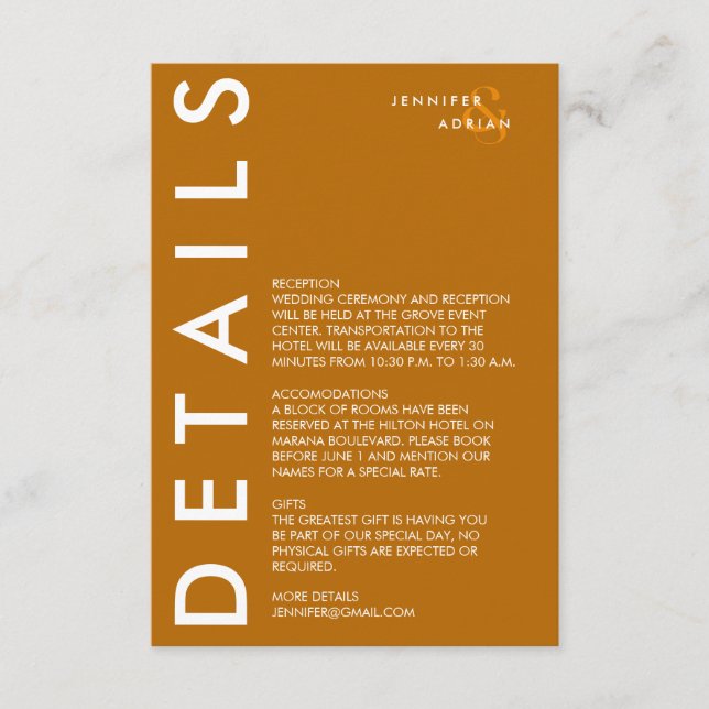 Convite para Detalhes de Casamento Mínimo (Frente)