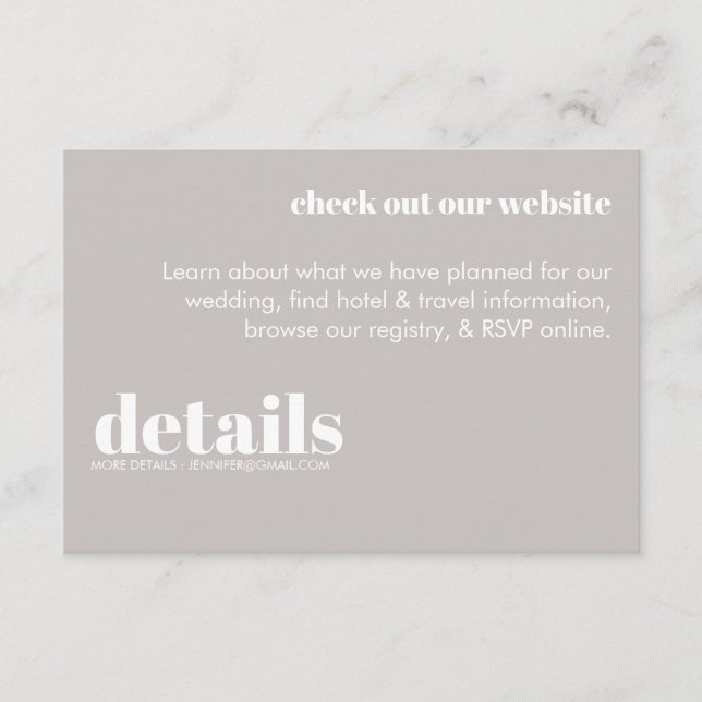 Convite para Detalhes de Casamento Mínimo (Frente)