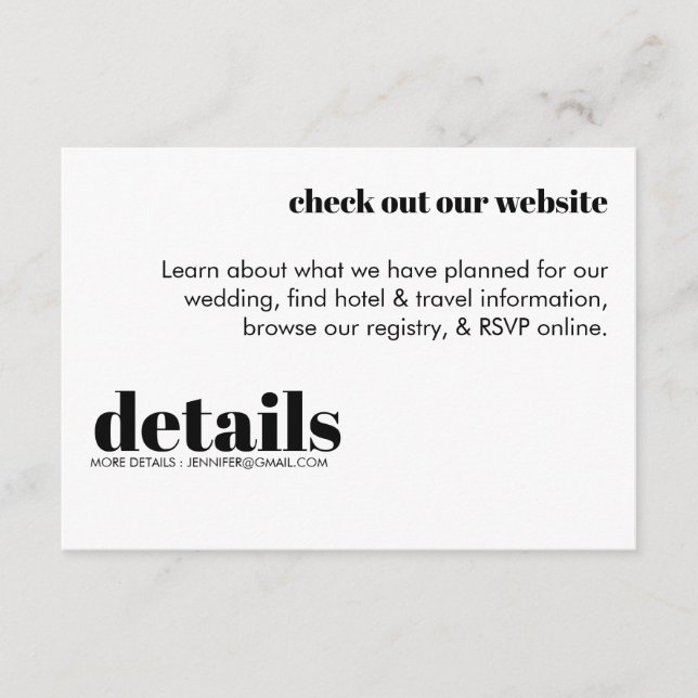 Convite para Detalhes de Casamento Mínimo (Frente)