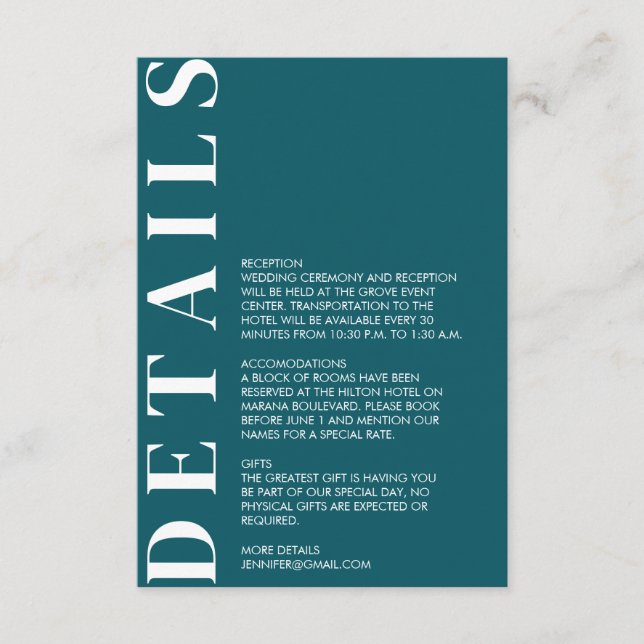 Convite para Detalhes de Casamento Mínimo (Frente)