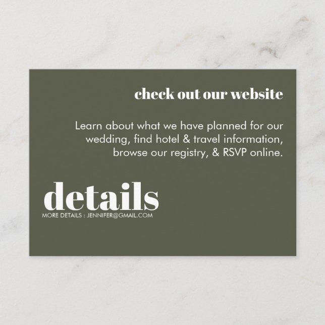 Convite para Detalhes de Casamento Mínimo (Frente)