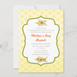 Convite para Dia de as mães Floral Amarelo Brunch