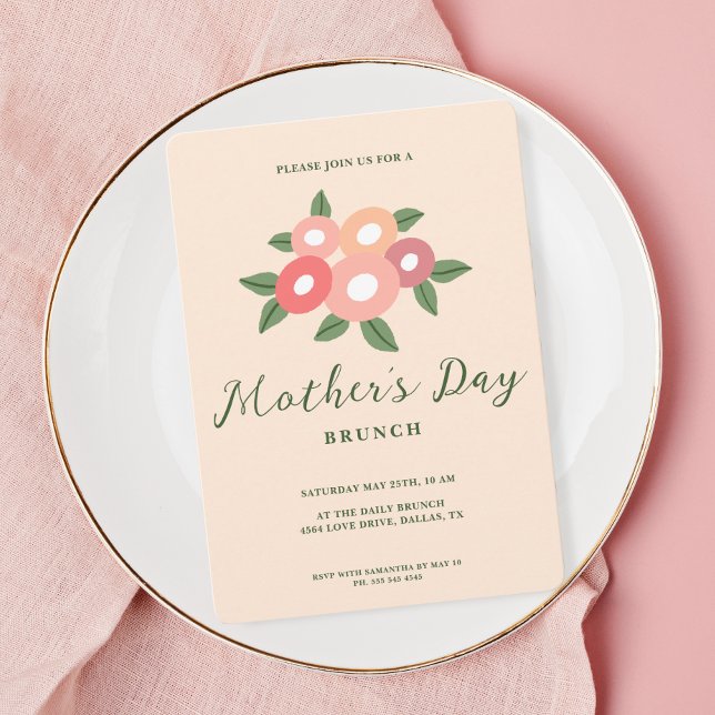 Convite para Dia de as mães Floral Simples Brunch (Criador carregado)