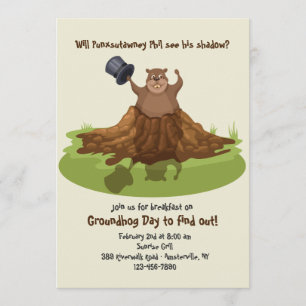 Convite para Dia de Punxsutawney Phil Groundhog