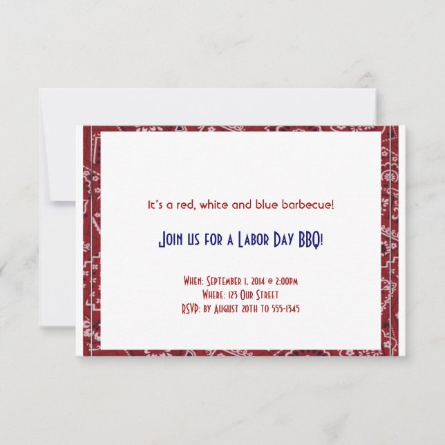 Convite para Dia do Trabalhador de Quadro Bandana  (Frente)