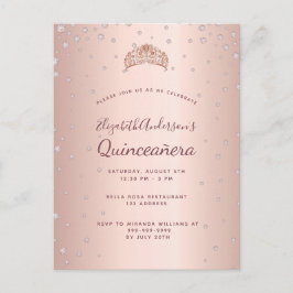Convite para diamantes de rosa de Quinceanera