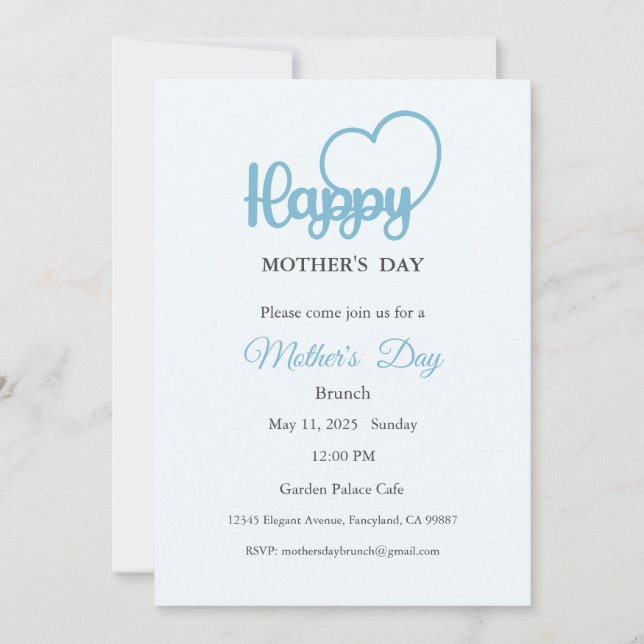 Convite para dias de as mães, Almoço de Brunch de  (Frente)