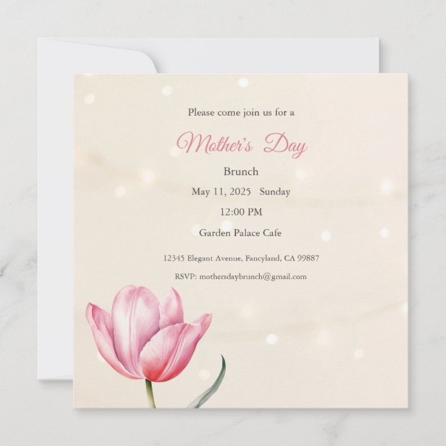 Convite para dias de as mães, Almoço de Brunch de  (Frente)