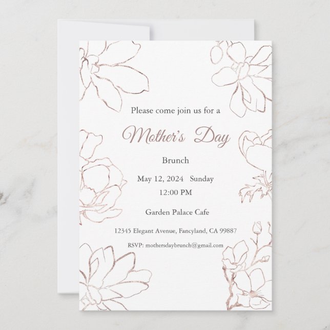 Convite para dias de as mães, Almoço de Brunch de  (Frente)
