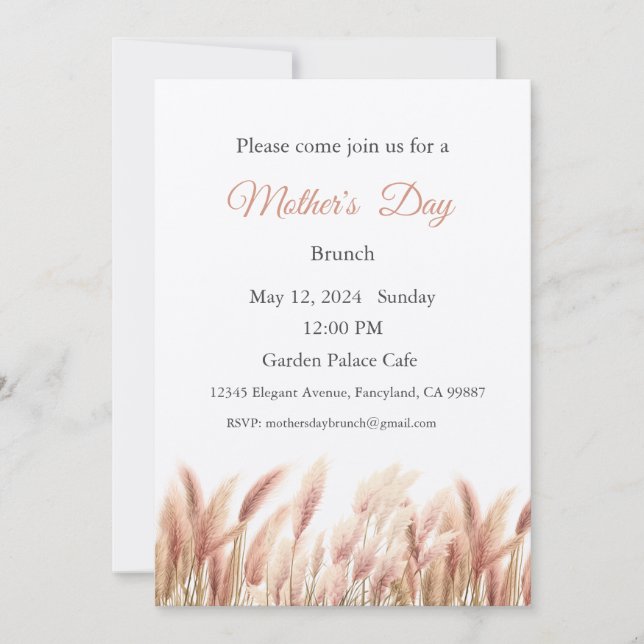 Convite para dias de as mães, Almoço de Brunch de  (Frente)