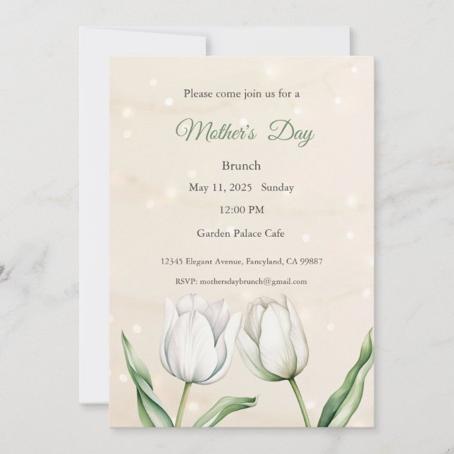 Convite para dias de as mães, Almoço de Brunch de  (Frente)