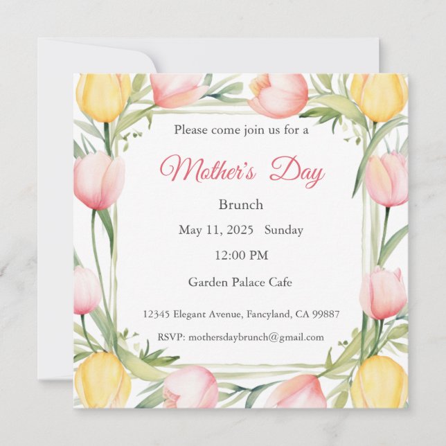 Convite para dias de as mães, Almoço de Brunch de  (Frente)