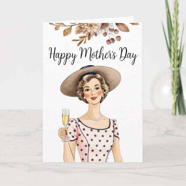 Convite para dias de as mães - Senhora com chapéu  (Frente)