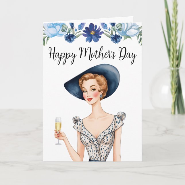 Convite para dias de as mães - Senhora com chapéu  (Frente)