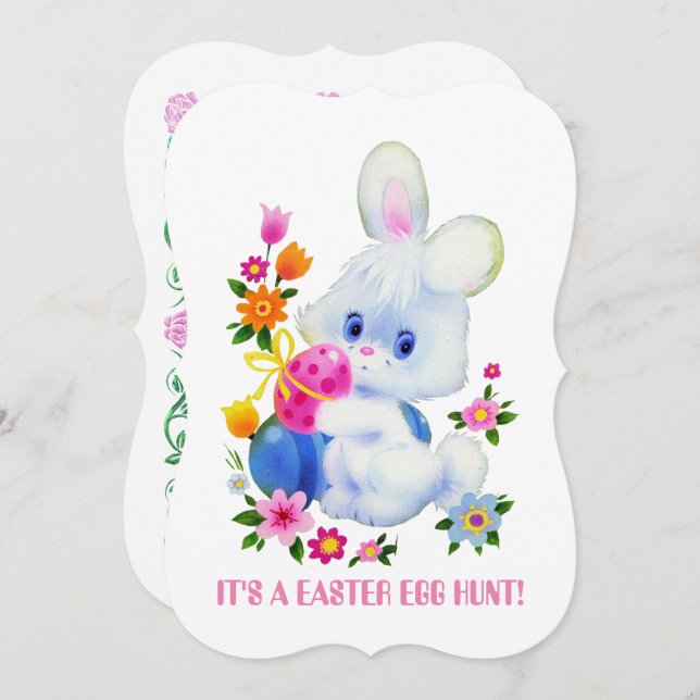 Convite para diversão da festa de caça de ovos de  (Frente/Verso)