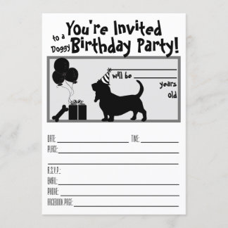 Convite para Doggie Birthday Basset