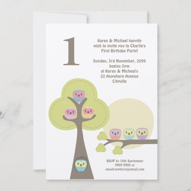 Convite para donos noturnos de primeiros aniversar (Frente)