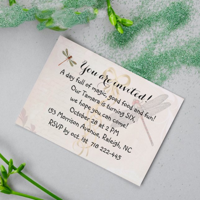 Convite para Dragonflies de aniversário (Criador carregado)