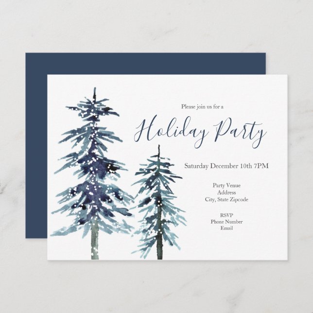 Convite para duas árvores de pinheiro de inverno p (Frente/Verso)