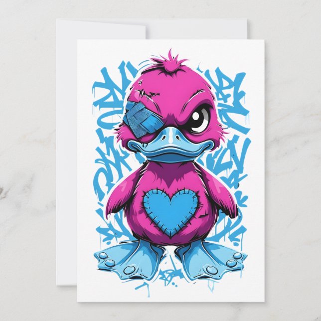 Convite para Duck de Grafite Rosa Vibrante (Frente)