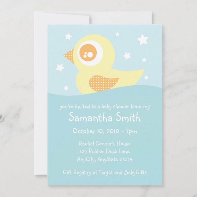 Convite para Ducky de Borracha Amarela (Frente)