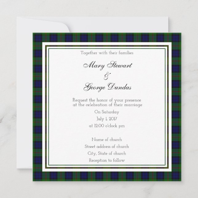 Convite para Dundas Scottish Wedding Square (Frente)