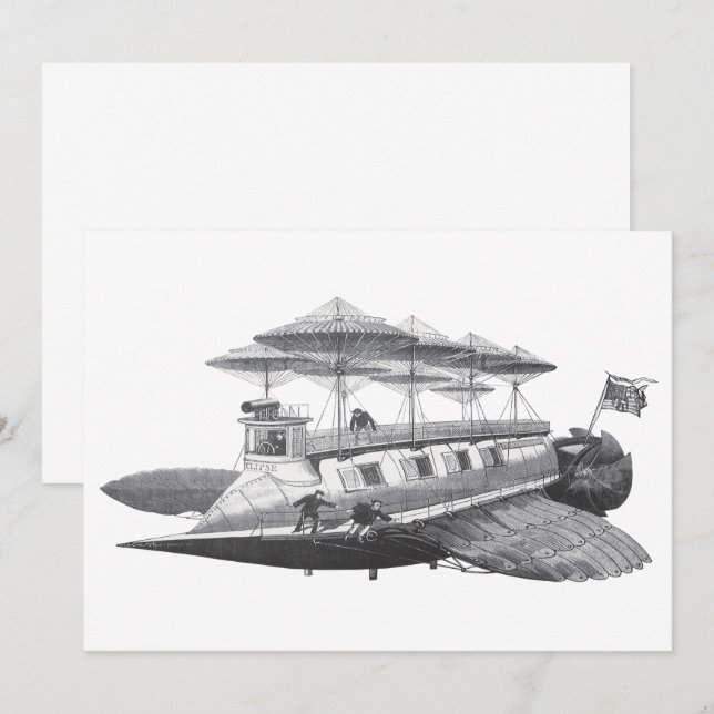 Convite para Eclipse de Dirigível de Ficção Cientí (Frente/Verso)