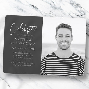 Convite Para ele Celebração da Foto Simples Moderna da V