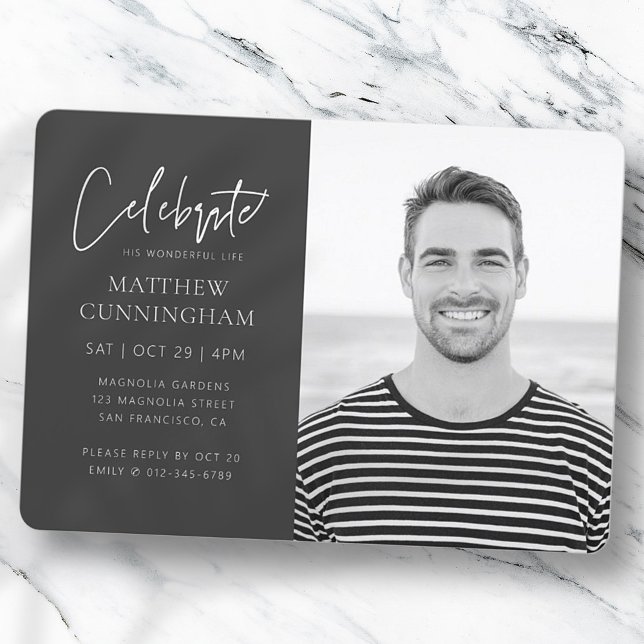 Convite Para ele Celebração da Foto Simples Moderna da Vid (Criador carregado)