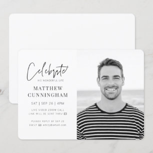 Convite Para ele Celebração Virtual da Foto Moderna da V
