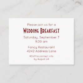 Convite para Elegante de Casamento Vermelho Minima