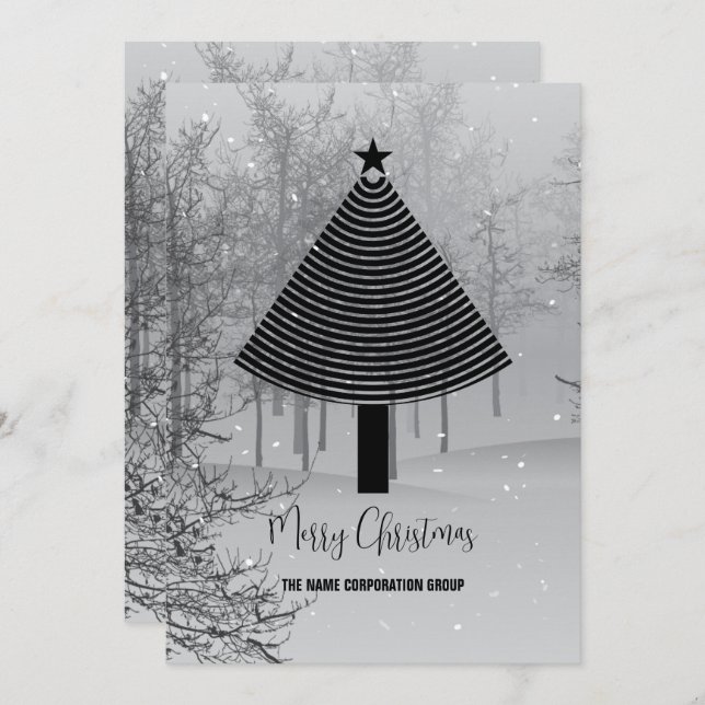 Convite para empresas da árvore de Natal abstrato (Frente/Verso)