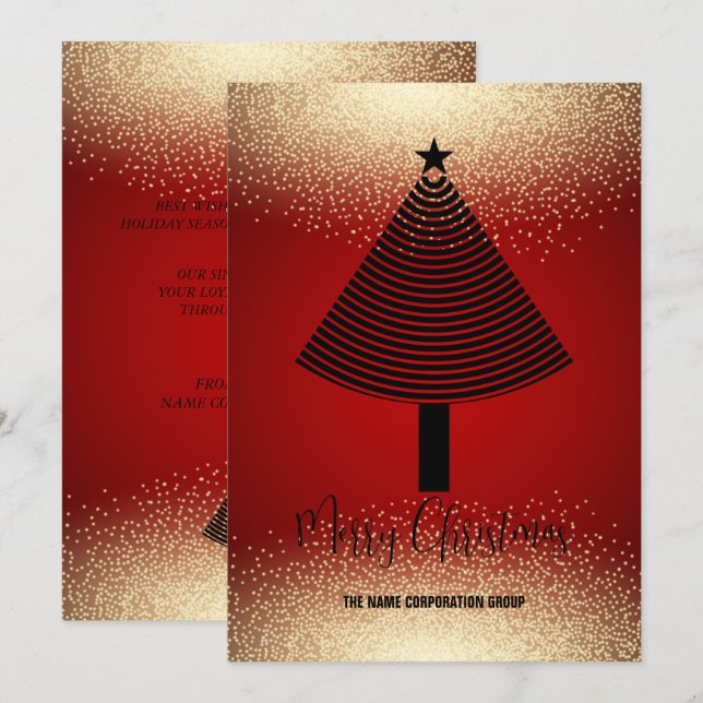 Convite para empresas de árvores de Natal abstrato (Frente/Verso)