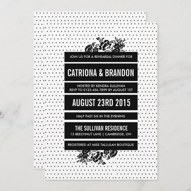 Convite para ensaio de bloqueio de cores preto e b (Frente/Verso)