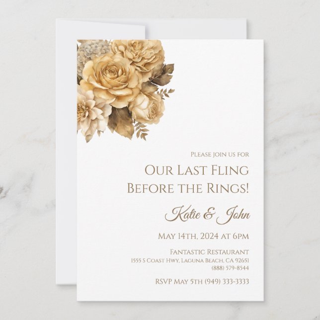 Convite para ensaio de casamento Buquê branco neut (Frente)