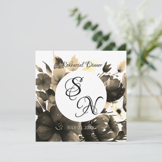 Convite para ensaio de casamento de Buquês Dourado (Em pé/Frente)