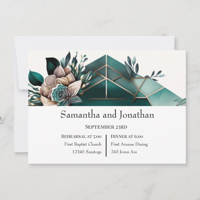 Convite para ensaio de Design geometria verde mode (Frente)