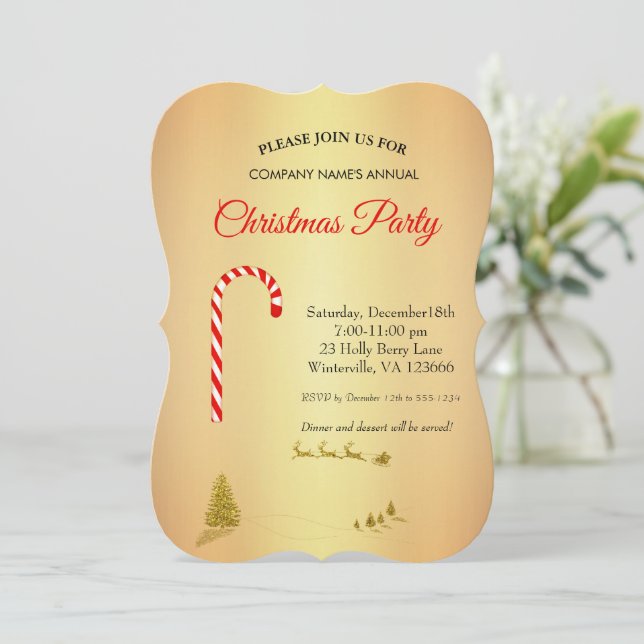 Convite para estrela da árvore de Natal do ouro (Em pé/Frente)
