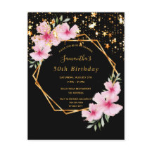 Convite para estrelas de ouro negro tropical do 50