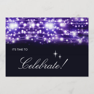 Convite para Estrelas Espumantes Roxos