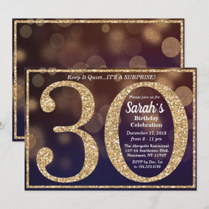 Convite para Etapas de aniversário de 30 anos Glit