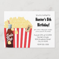 Convite para Evento de Festa de Cinema Pipoca e Re