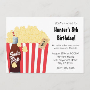 Convite para Evento de Festa de Cinema Pipoca e Re