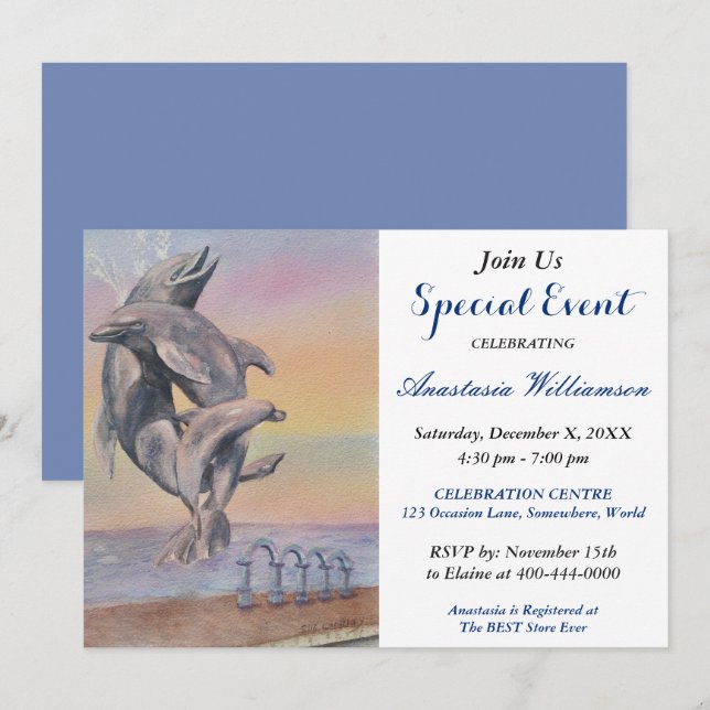 CONVITE PARA EVENTO DE FESTA DE DESTINO DOS GOLFIN (Frente/Verso)