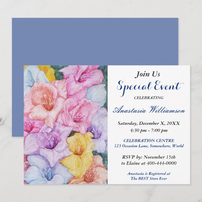 CONVITE PARA EVENTO DE FESTA DE JARDIM À TARDE (Frente/Verso)