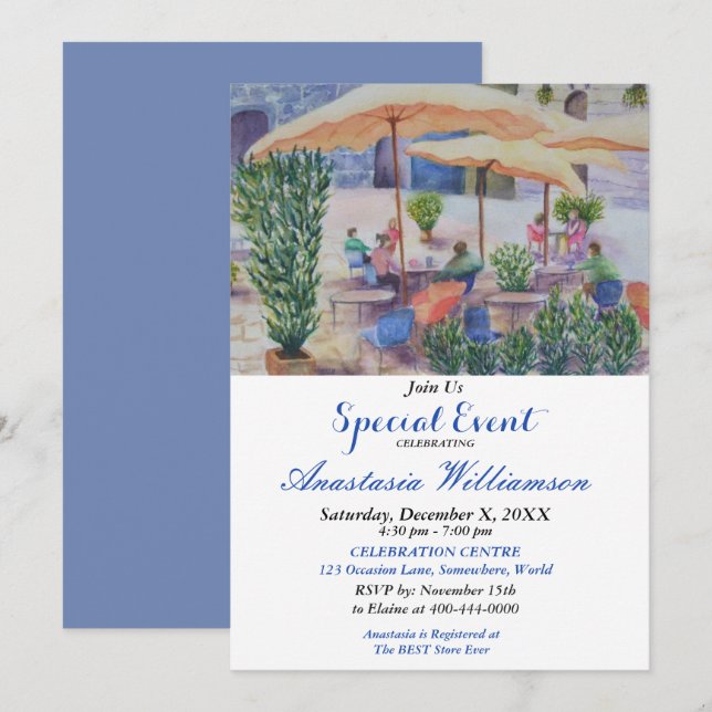 CONVITE PARA EVENTO DE FESTA DE PÁTIO DE VERÃO (Frente/Verso)