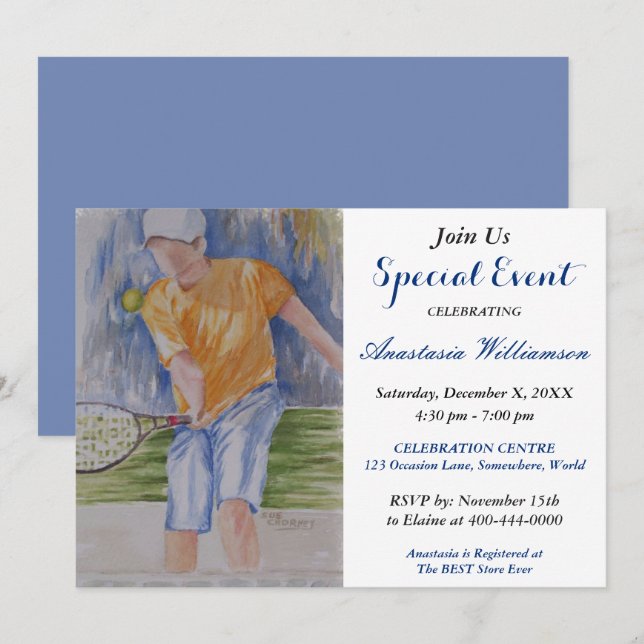 CONVITE PARA EVENTO DE FESTA DE TÊNIS (Frente/Verso)