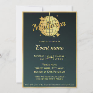 Convite para evento de festa em Maiorca Espanha