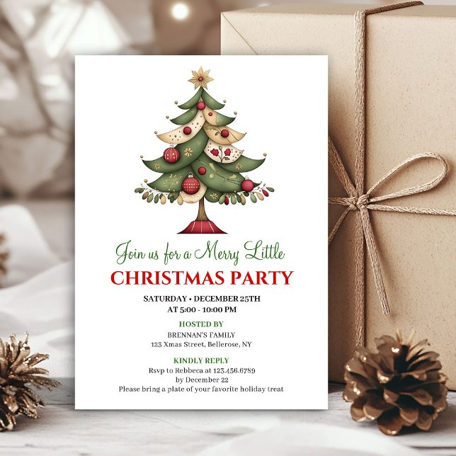 Convite para evento de Natal caprichoso e divertid (Playful whimsical Christmas tree event invitation)